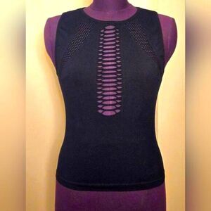 Eye Candy Black Fitted Tank Top with Cut Out Design